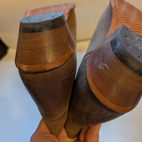 Boulet Brown Leather Cowboy Boots Size 9.5 In VGUC - Picture 14 of 14